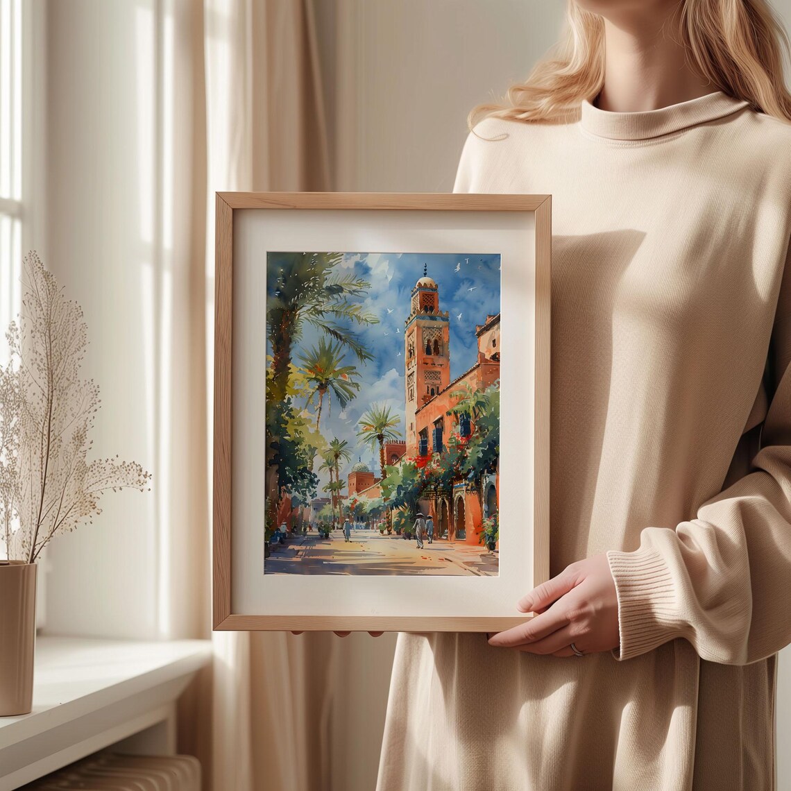Marrakesh Watercolor Painting, Morocco Travel Poster - Image 2