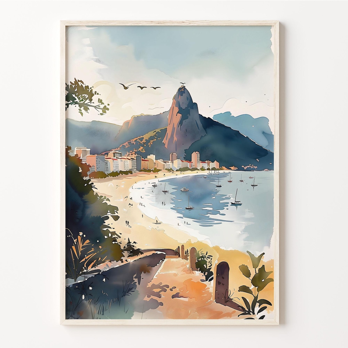 Rio Watercolor Painting Brazil Travel Poster