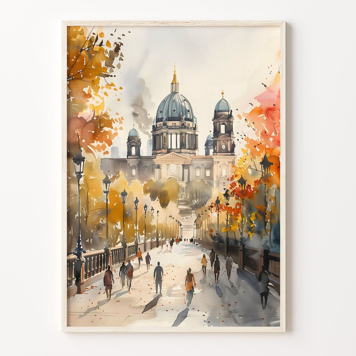 Berlin Watercolor Painting Art Print, Travel Decor