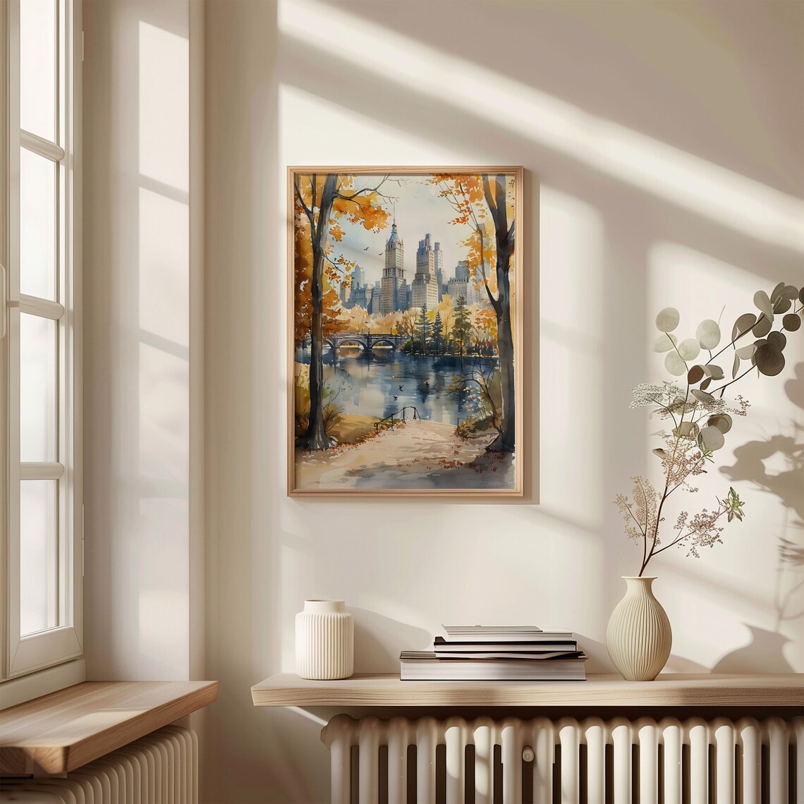 Central Park Watercolor Painting, Winter Scene Art Print - Image 4