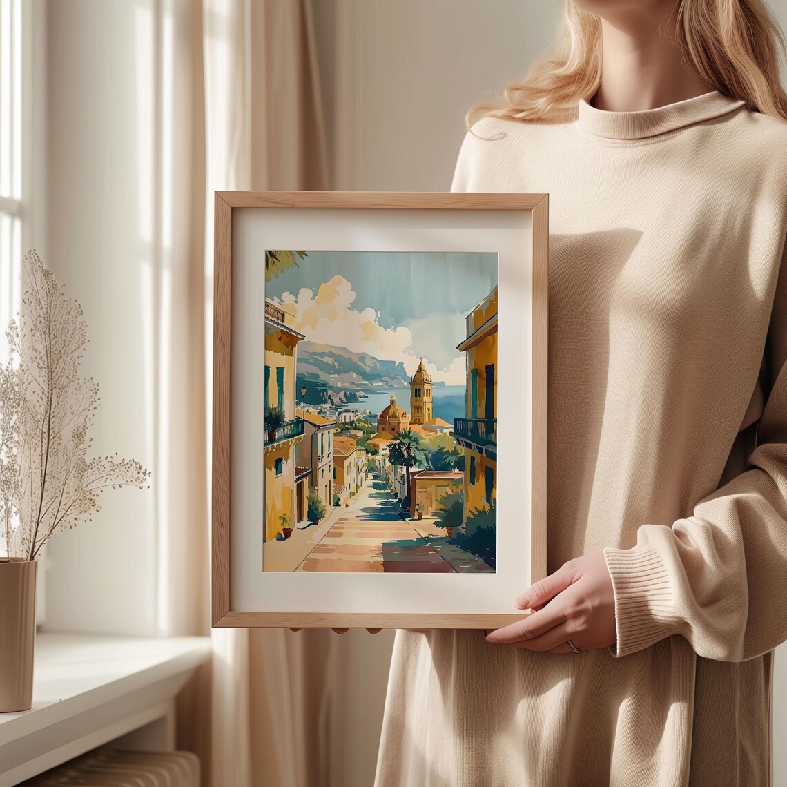 Palermo Watercolor Painting, Sicily Travel Poster - Image 2