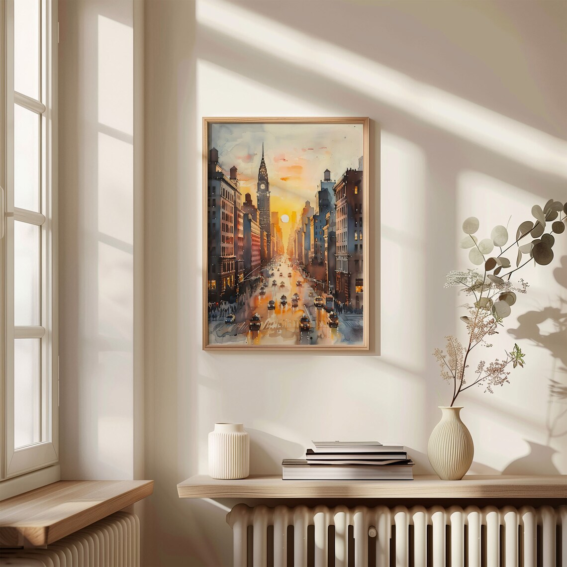 New York Skyline Watercolor Travel Poster, NYC Cityscape - Image 4
