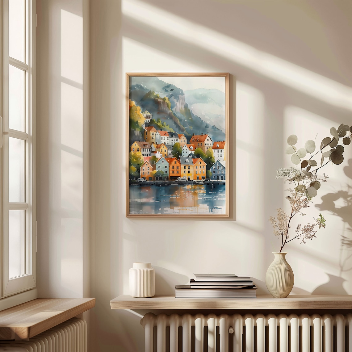 Bergen Norway Watercolor Travel Poster, Wall Art - Image 4