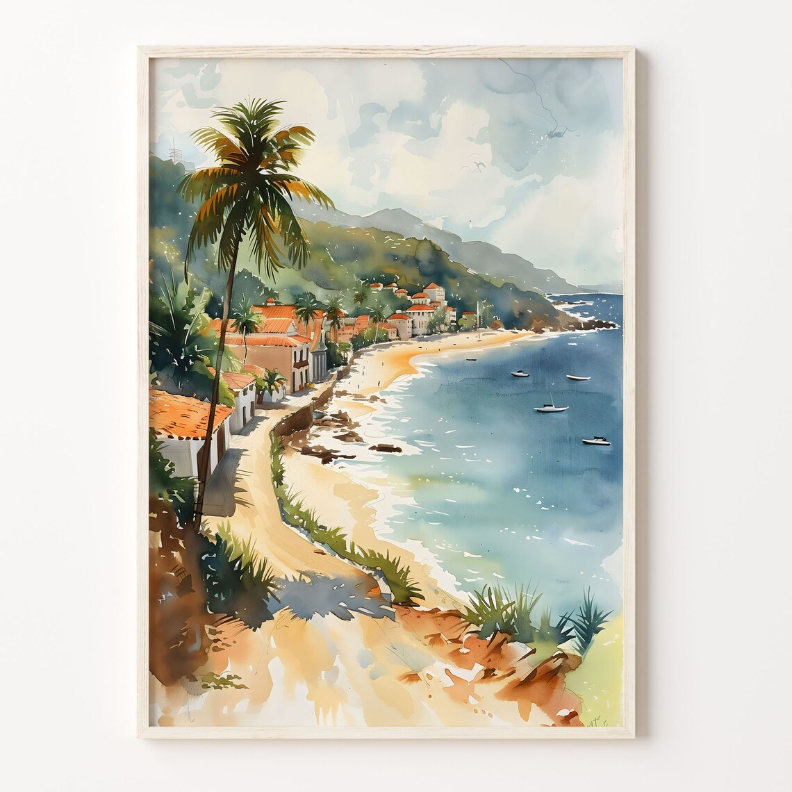 Puerto Rico Watercolor Mid-Century Travel Poster