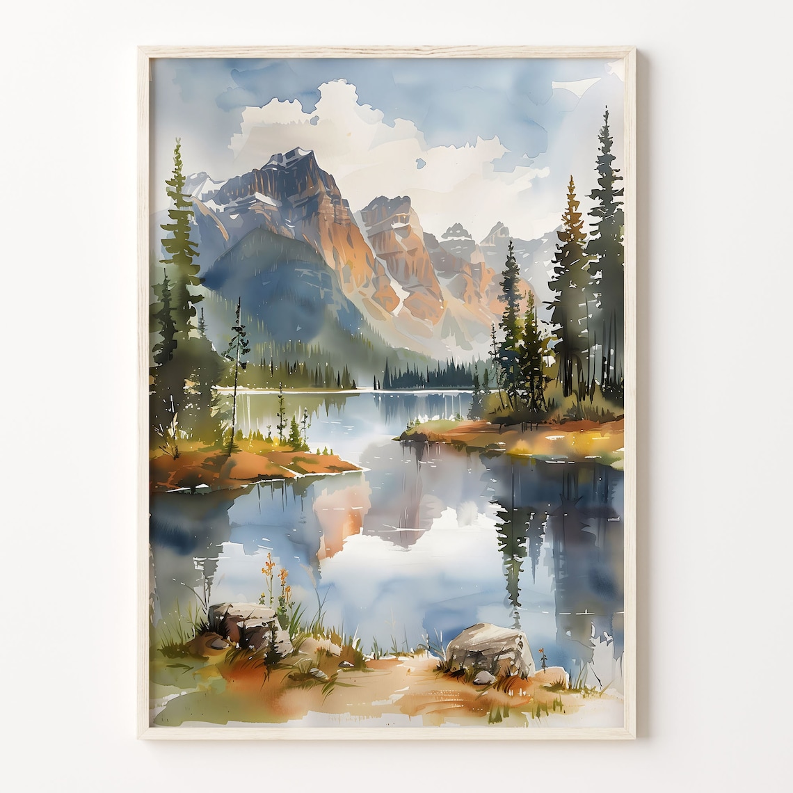 Banff Watercolor Painting Canada National Park Travel Poster