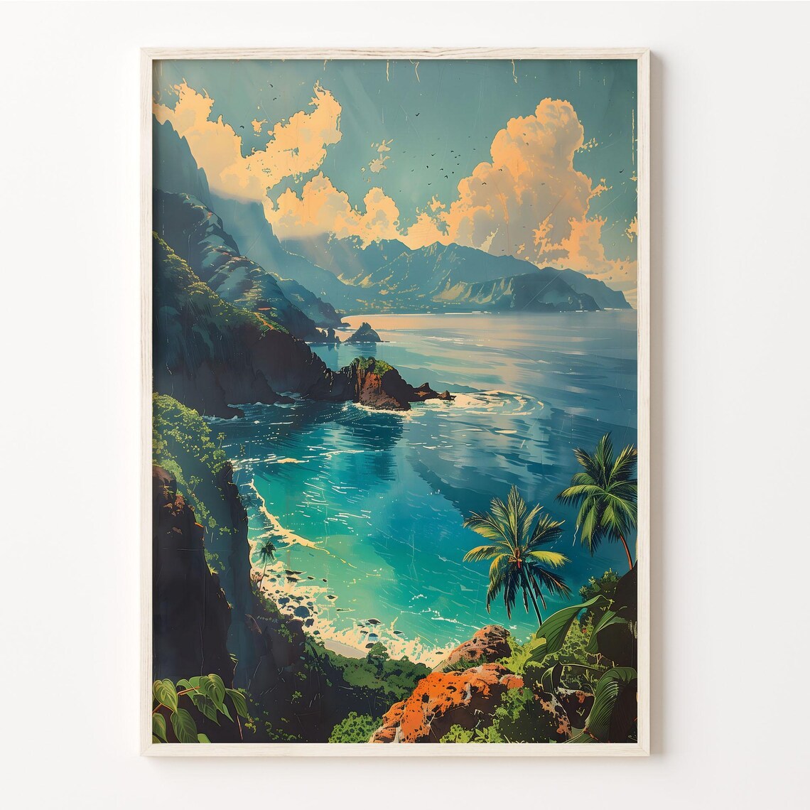 Hawaii Watercolor Painting Kauai Travel Poster