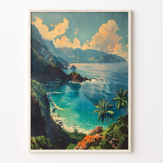 Hawaii Watercolor Painting Kauai Travel Poster