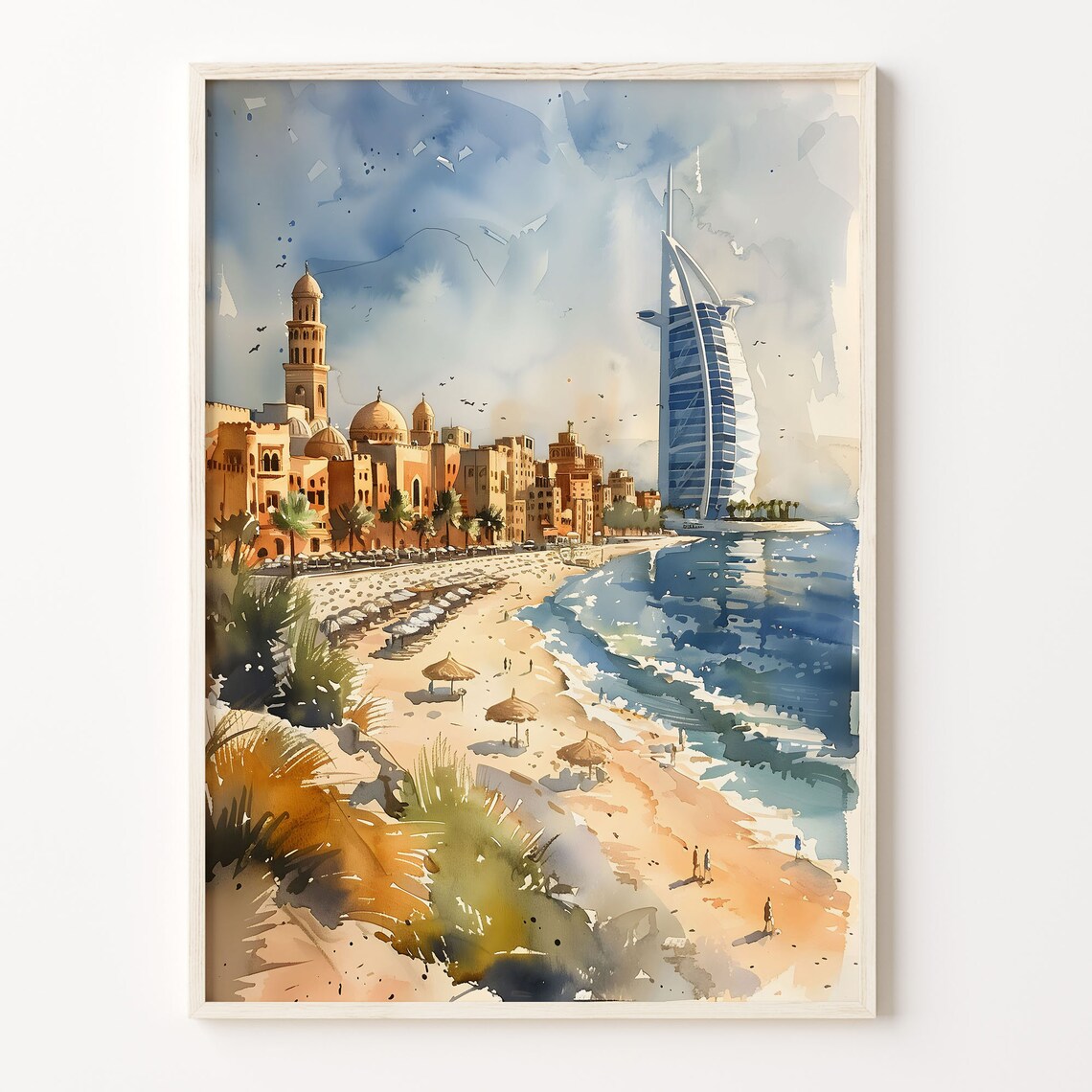 Dubai Watercolor Painting Travel Poster