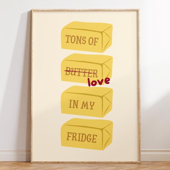 Tons Of Love Funny Butter Quote Cute Minimalist Kitchen Poster