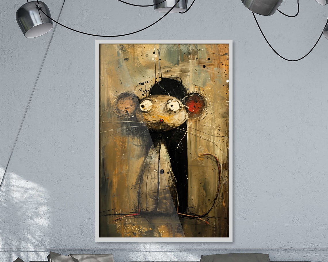 Mouse Quirky Cartoon Big Eyes Funny Whimsical Animal Wall Art Poster