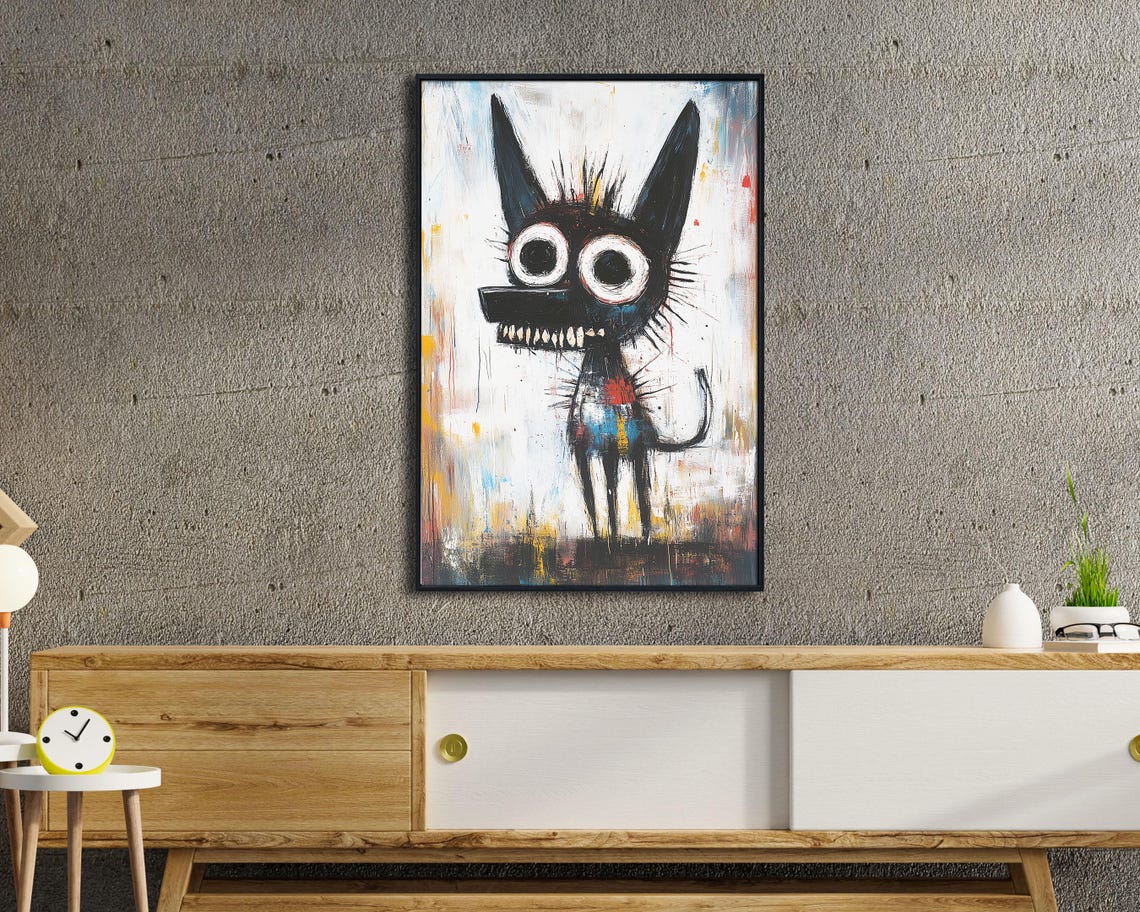 Abstract Expressionist Black Dog Big Eyes Colorful Pop Art Poster - Image 4