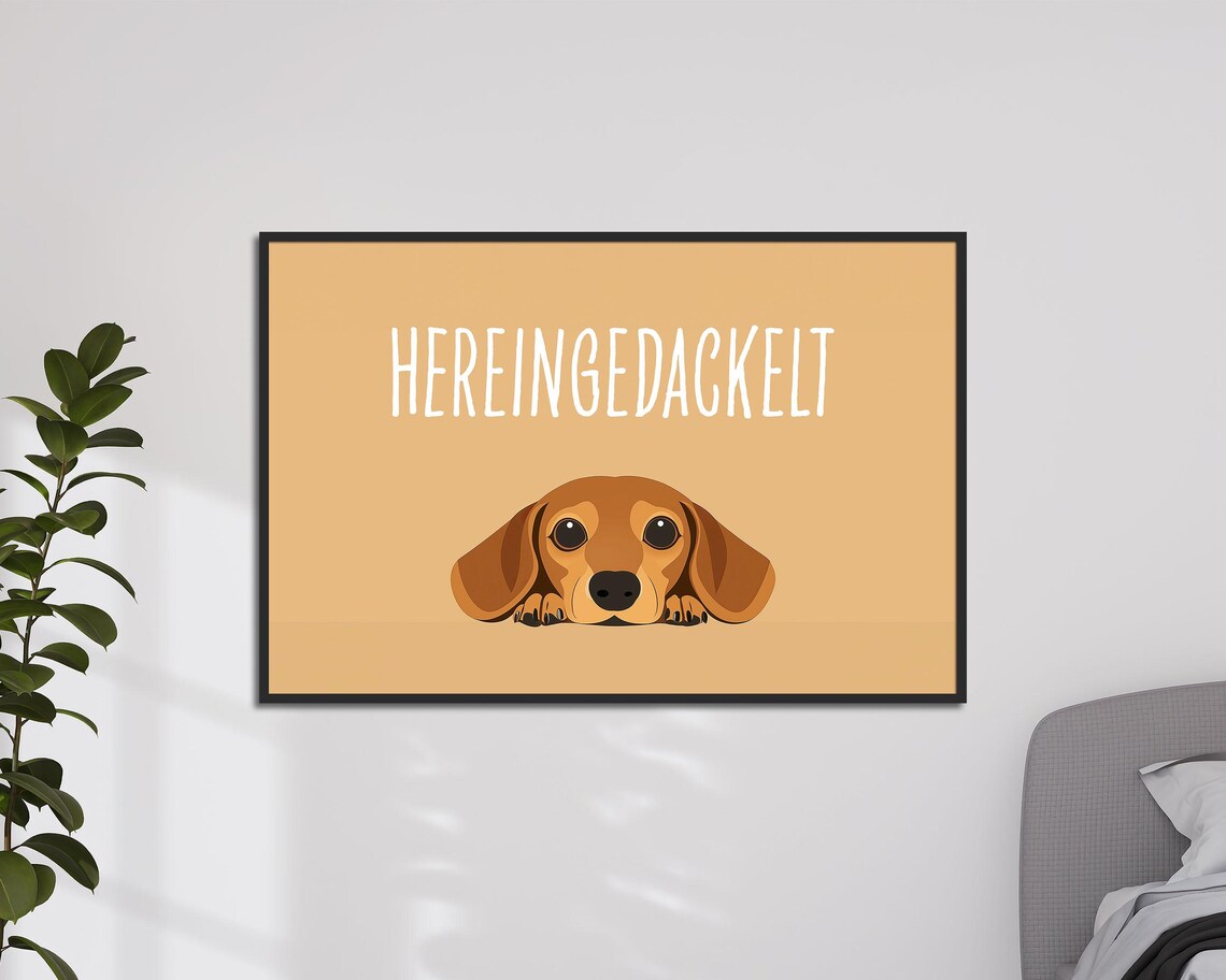 Funny Dachshund Quote Minimalist Tan German Text Dog Lover Poster - Image 3
