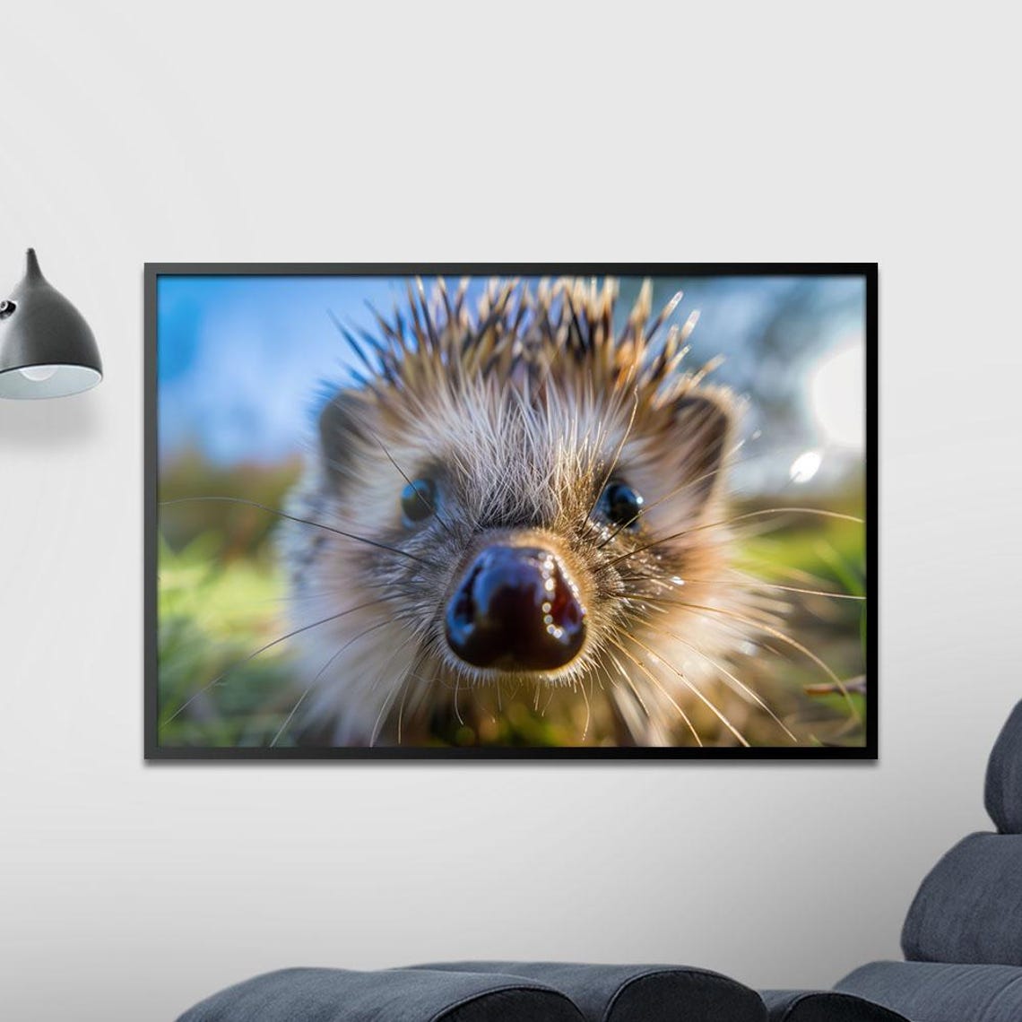 Cute Hedgehog Nose Macro Wildlife Close Up Sunny Grass Photo Poster - Image 2