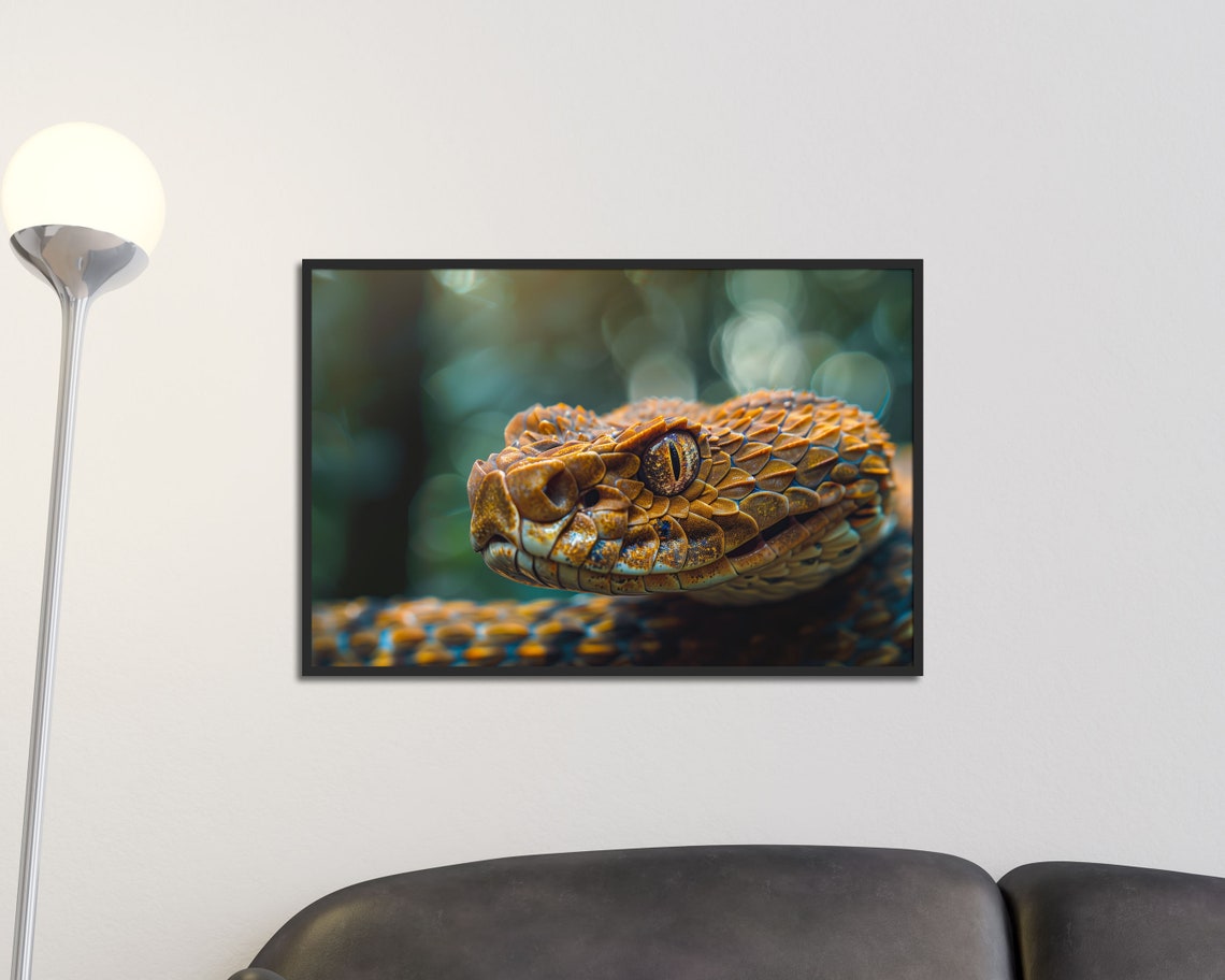 Golden Viper Head Close Up Macro Scale Detail Reptile Photo Poster - Image 3