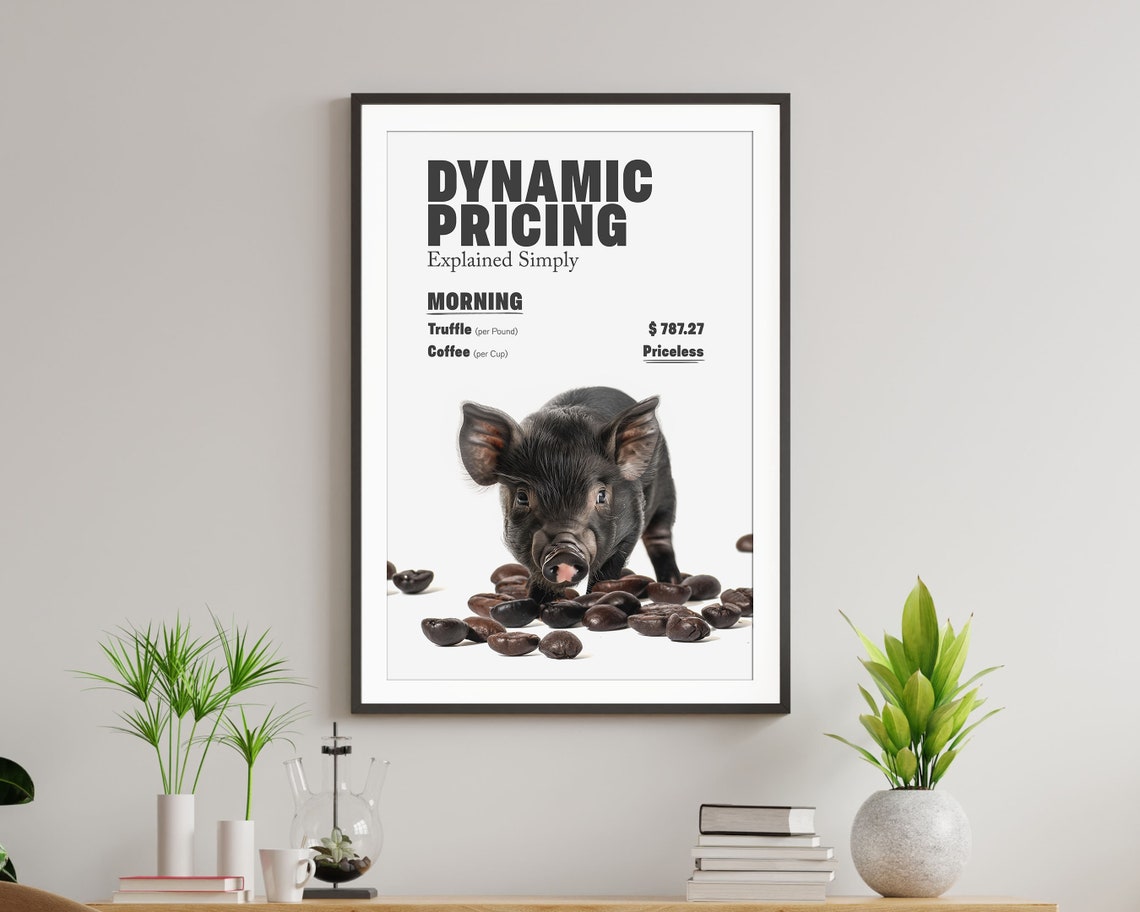 Funny Dynamic Pricing Coffee Truffle Pig Poster Kitchen Decor - Image 2
