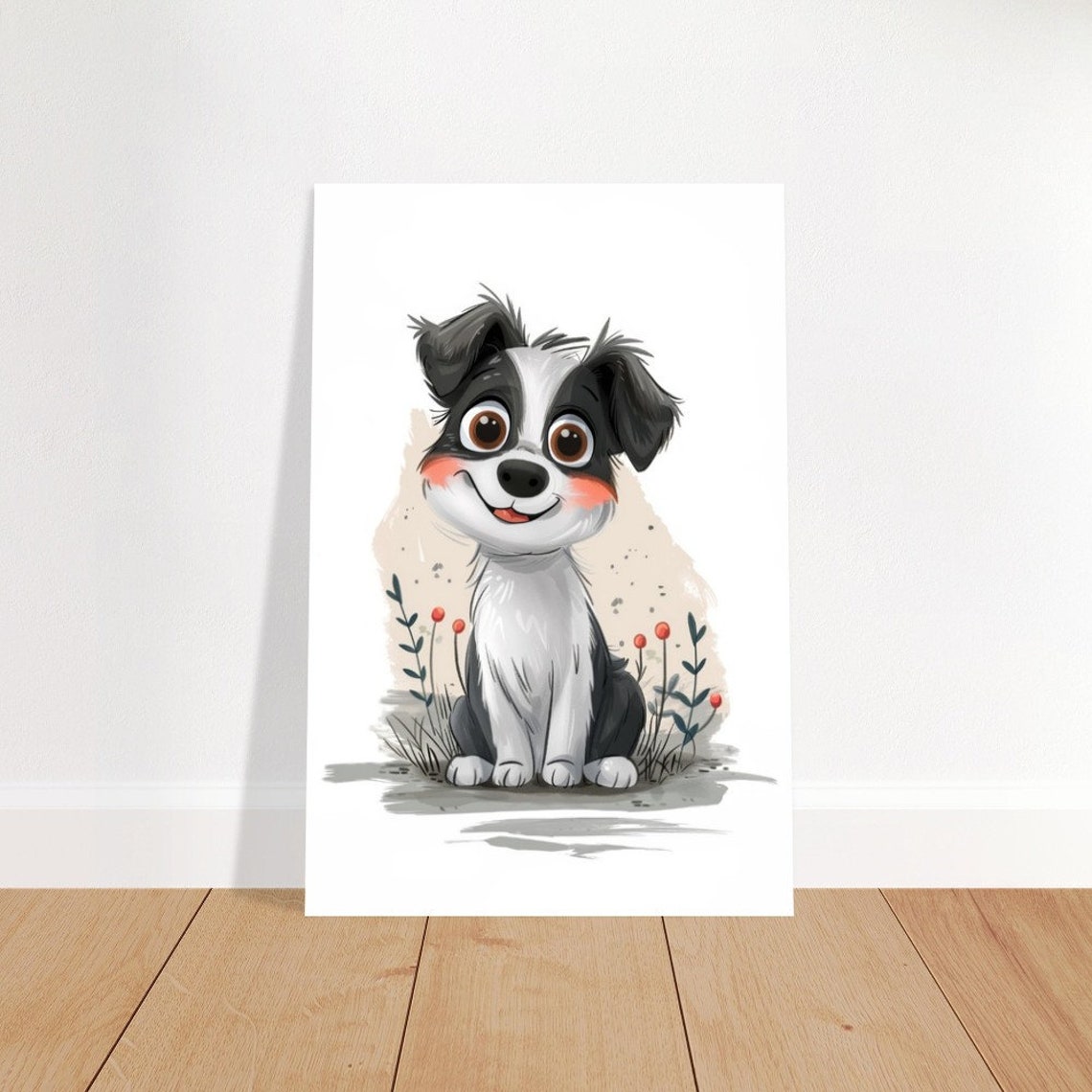 Cute Cartoon Puppy Watercolor Art Baby Nursery Room Wall Poster - Image 4