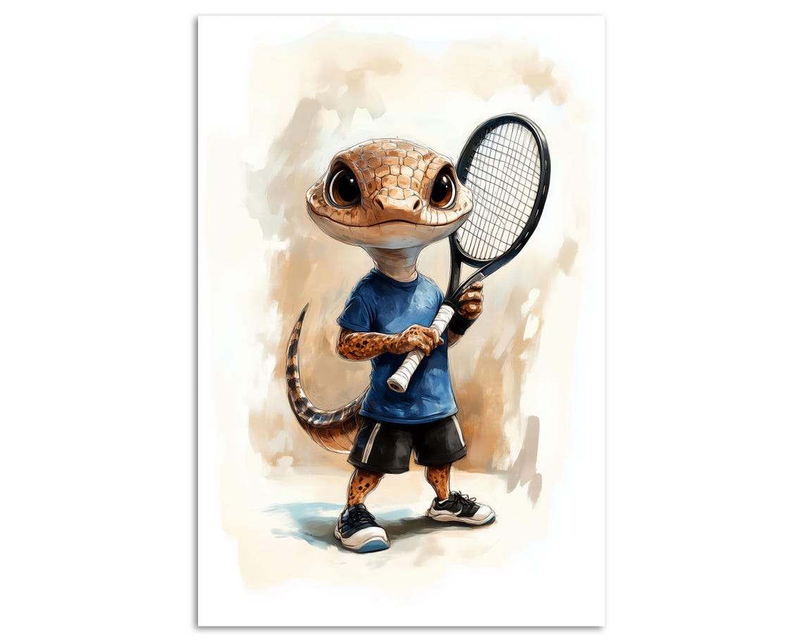 Funny Tennis Gecko Art Print Whimsical Animal Sports Poster Quirky Gift For Tennis Lovers Unique Sports Wall Decor - Image 5