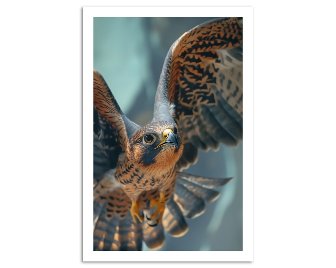 Falcon Diving Close-Up Bird Of Prey In Flight Wildlife Art Poster - Image 4