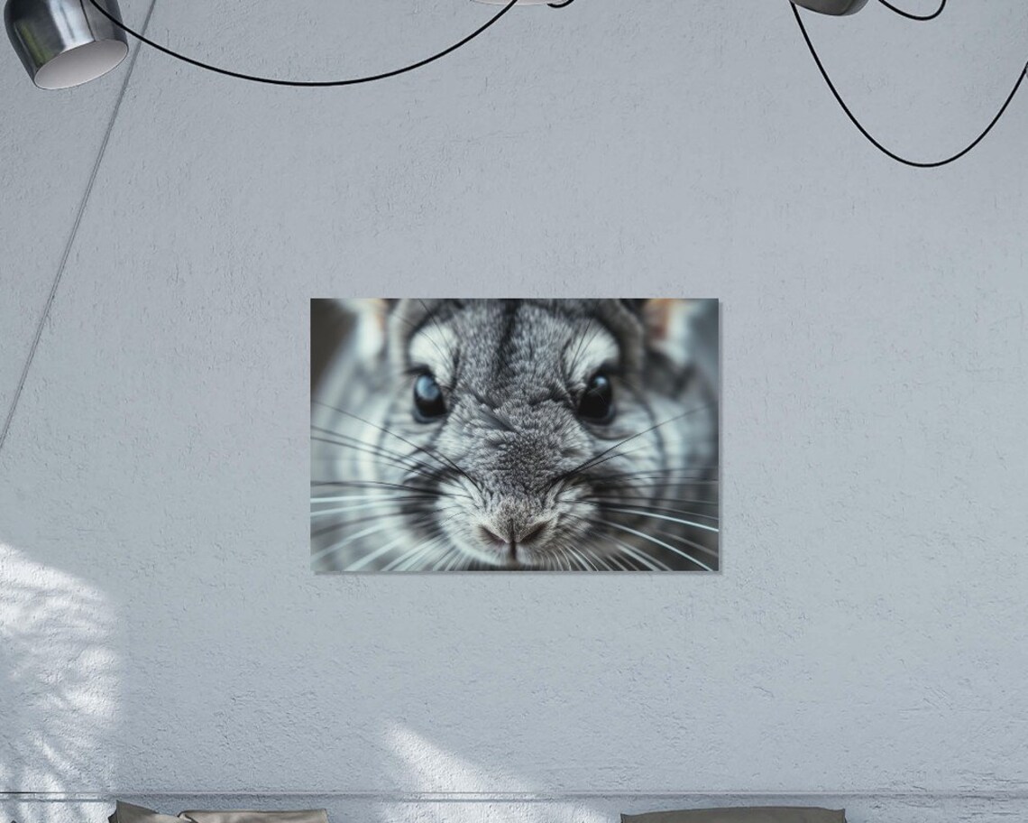 Chinchilla Extreme Close Up Gray Furry Face Cute Animal Photo Poster - Image 2
