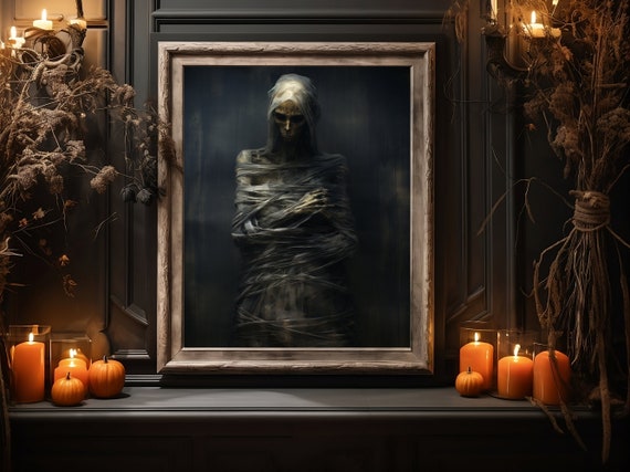 Mummy Print Halloween Wall Decor Trendy Fall Art Lover Gift Luxury