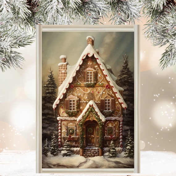 Moody Gingerbread House Christmas Wall Decor Art Print