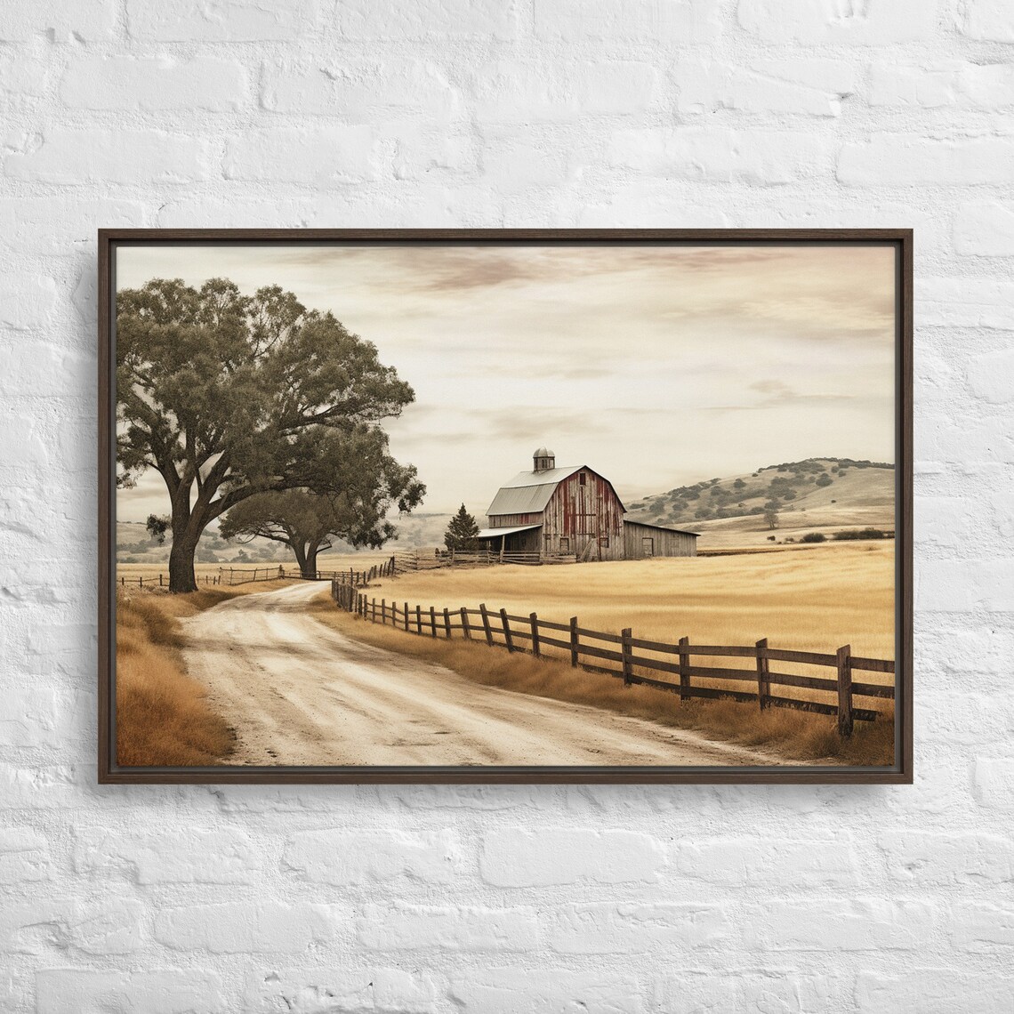 Bidtheewell Landscape Barn, Farmhouse Vintage Art Print