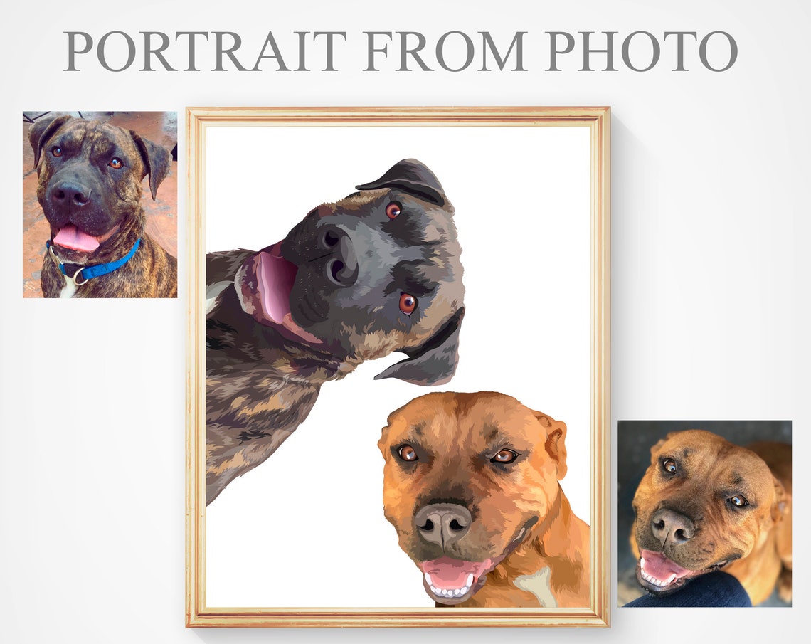 Custom Two Dog Peekaboo Portrait Pair Framed Fun Gift Poster
