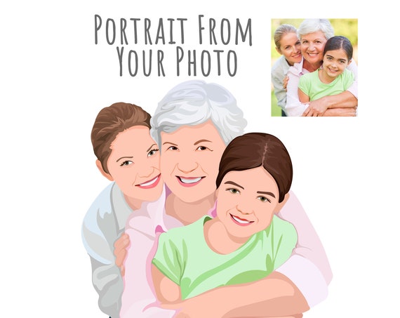 Custom Family Portrait of Grandma With Daughter and Granddaughter Poster