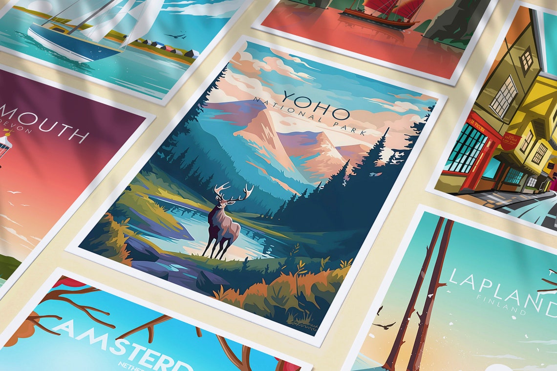 Yoho National Park Canada Elk Lake Mountains Vintage Nature Poster - Image 3