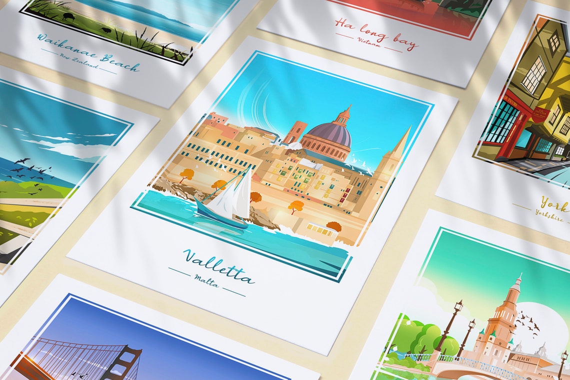 Valletta Malta Harbor Dome Sailboat Mediterranean Seaside Poster - Image 3