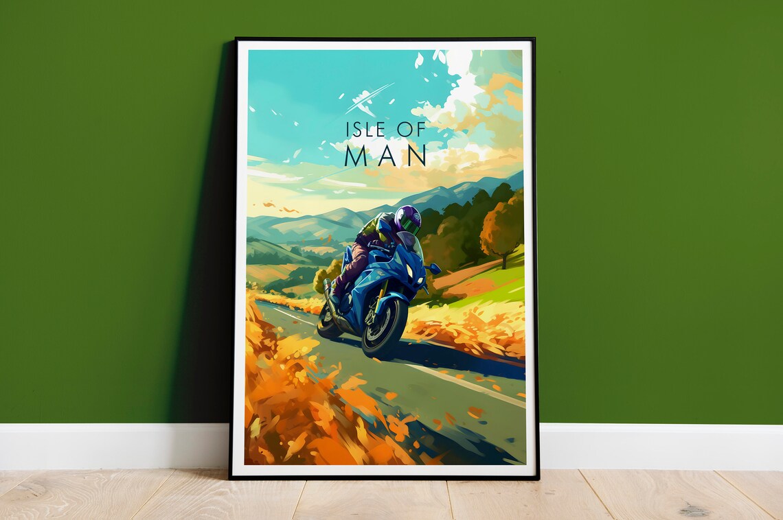Isle Of Man Motorcycle Road Racing Green Hills Countryside Poster