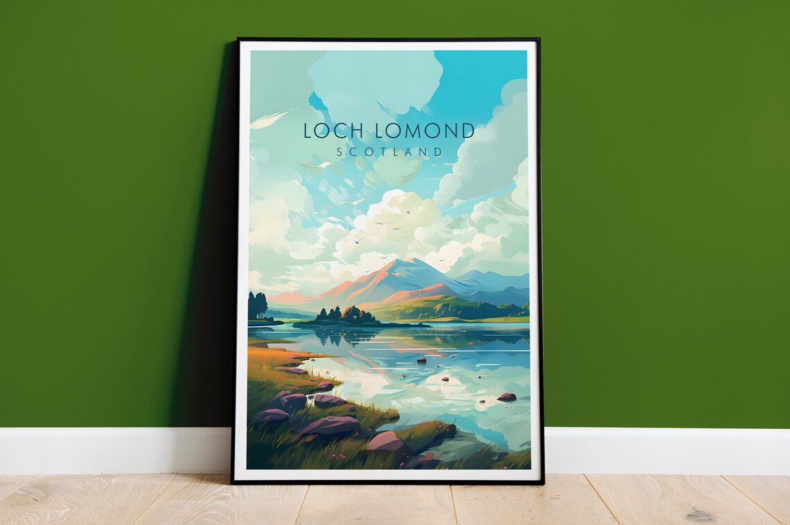Loch Lomond Travel Poster, Scotland Landscape