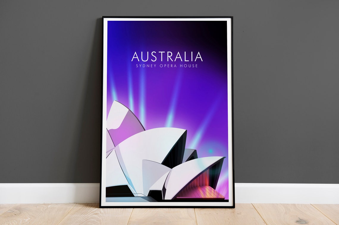 Australia Sydney Opera House Sails Night Lights Harbor Poster