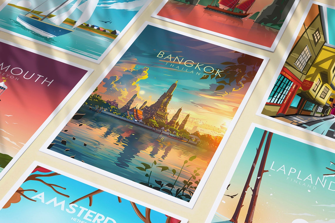 Bangkok Thailand Wat Arun Temple Riverside Golden Sunset Poster - Image 3