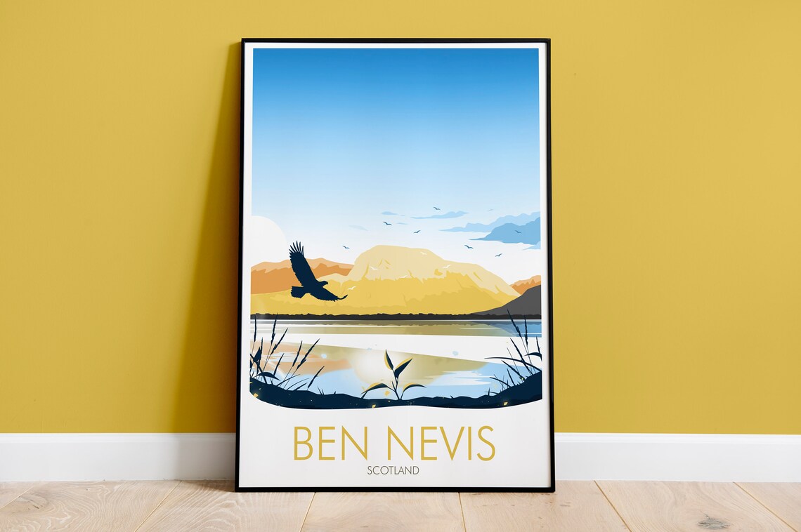 Ben Nevis Travel Poster, Scotland Landscape