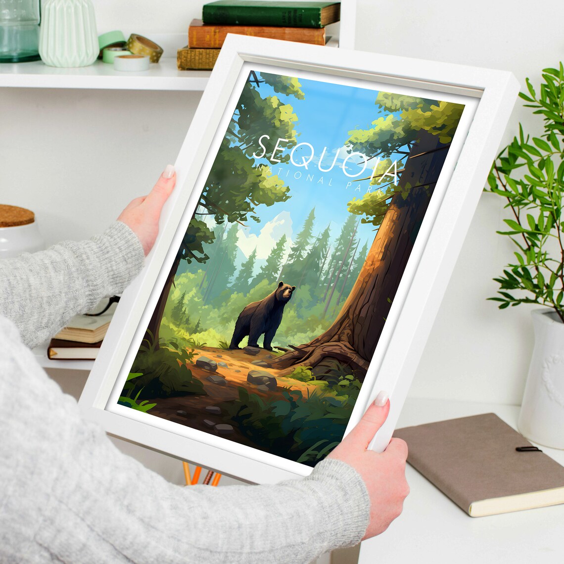 Sequoia National Park Black Bear Giant Trees Forest Trail California Travel Poster - Image 4