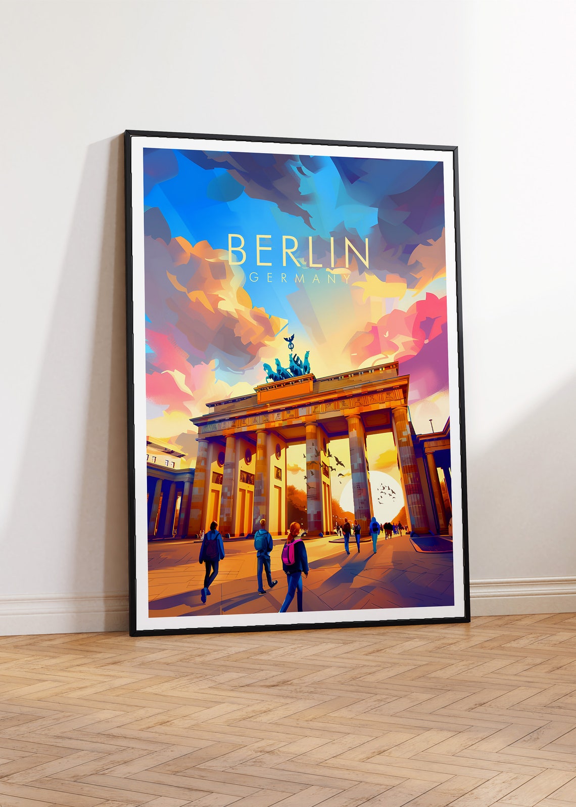 Berlin Germany Brandenburg Gate Sunset Landmark City Art Poster - Image 2