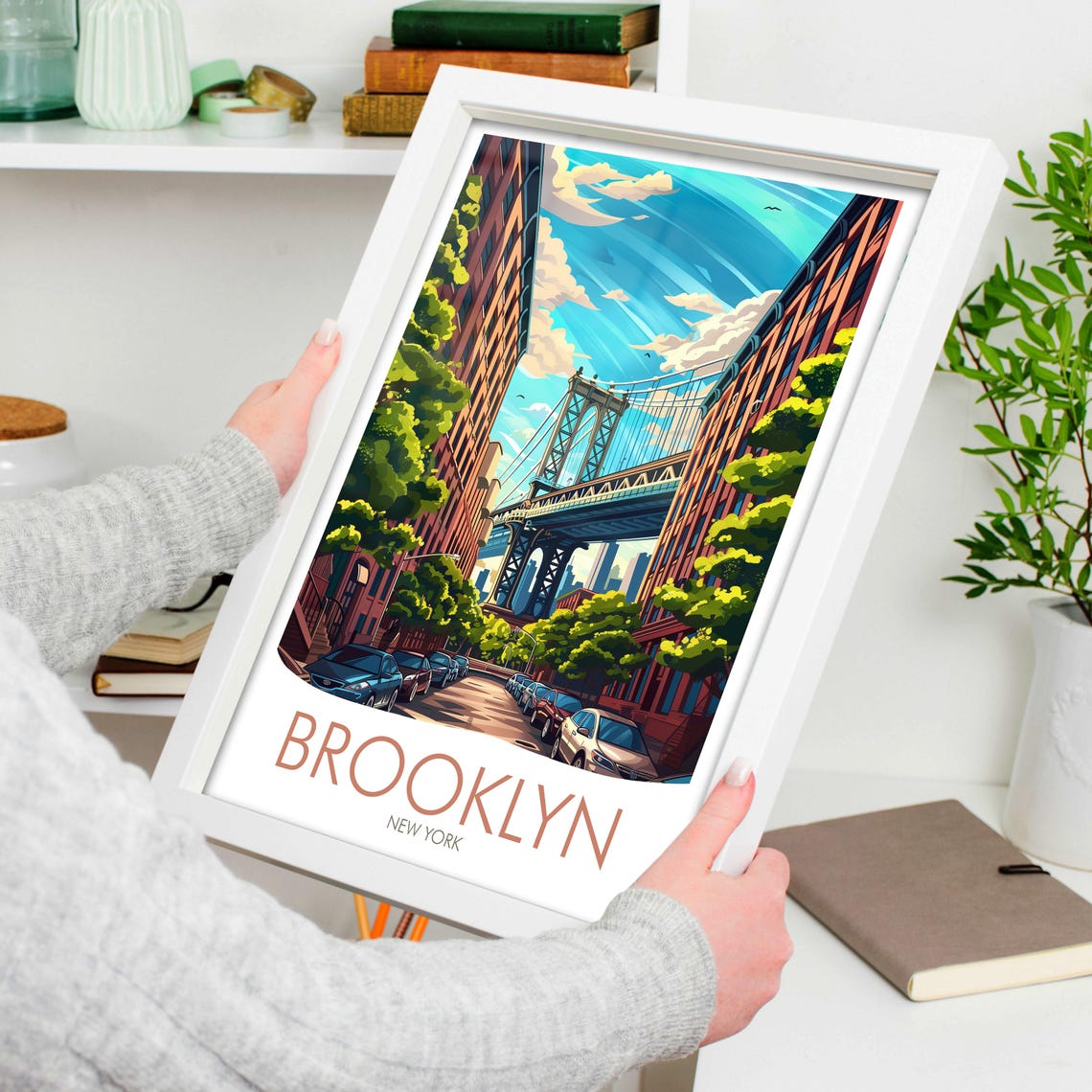 Brooklyn New York Manhattan Bridge Street View Cityscape Poster - Image 4