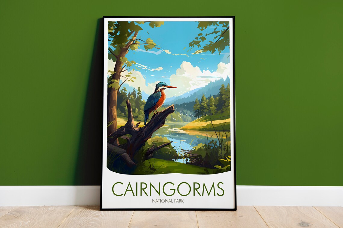Cairngorms National Park Kingfisher River Wildlife Nature Scenic Poster