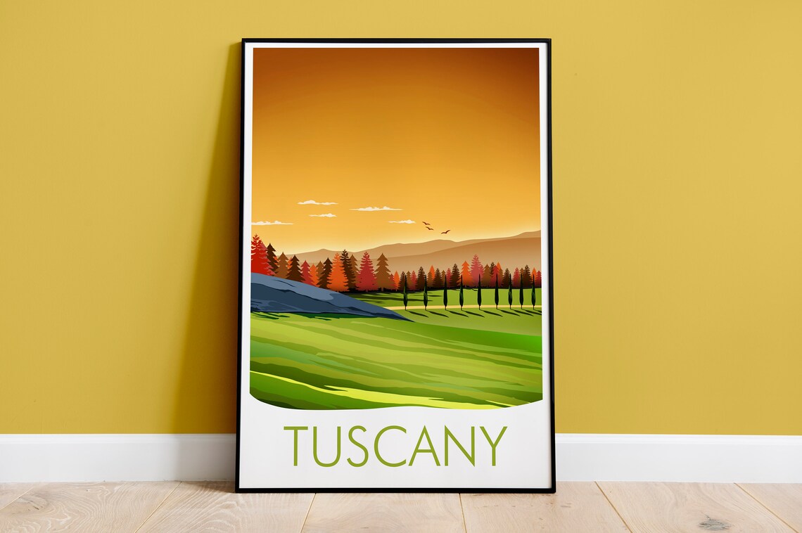 Vintage Tuscany Italy Travel Poster Print