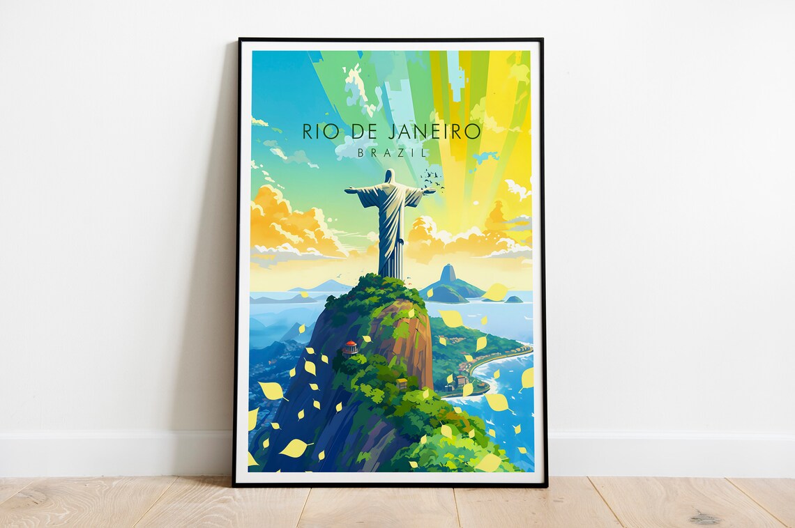 Rio De Janeiro Travel Poster, Brazil Landmarks - Image 2