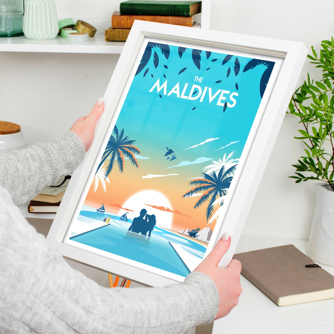 The Maldives Beach Art Print, Coastal Travel Poster - Image 4
