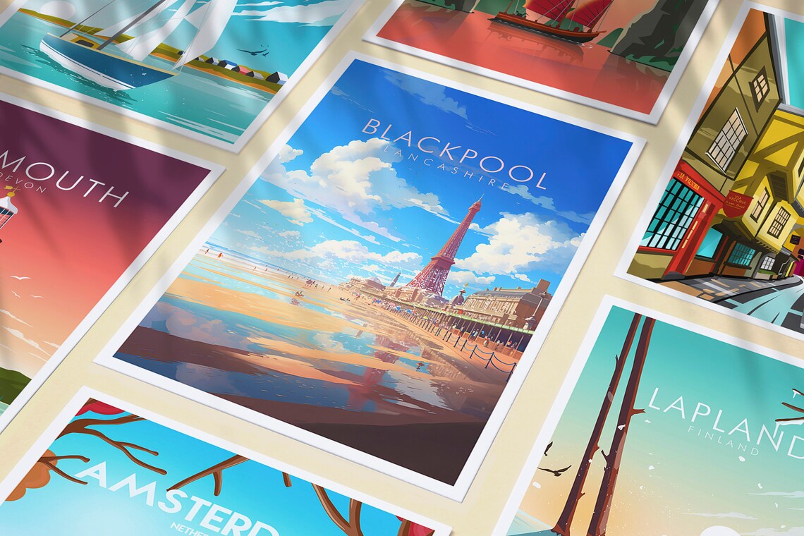 Blackpool Travel Poster Art Print, Modern Decor - Image 3