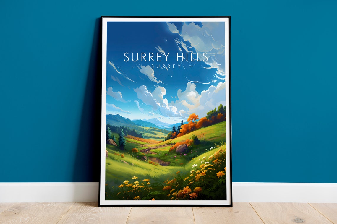 Surrey Hills Surrey Countryside Summer Meadow Skyline Landscape Poster
