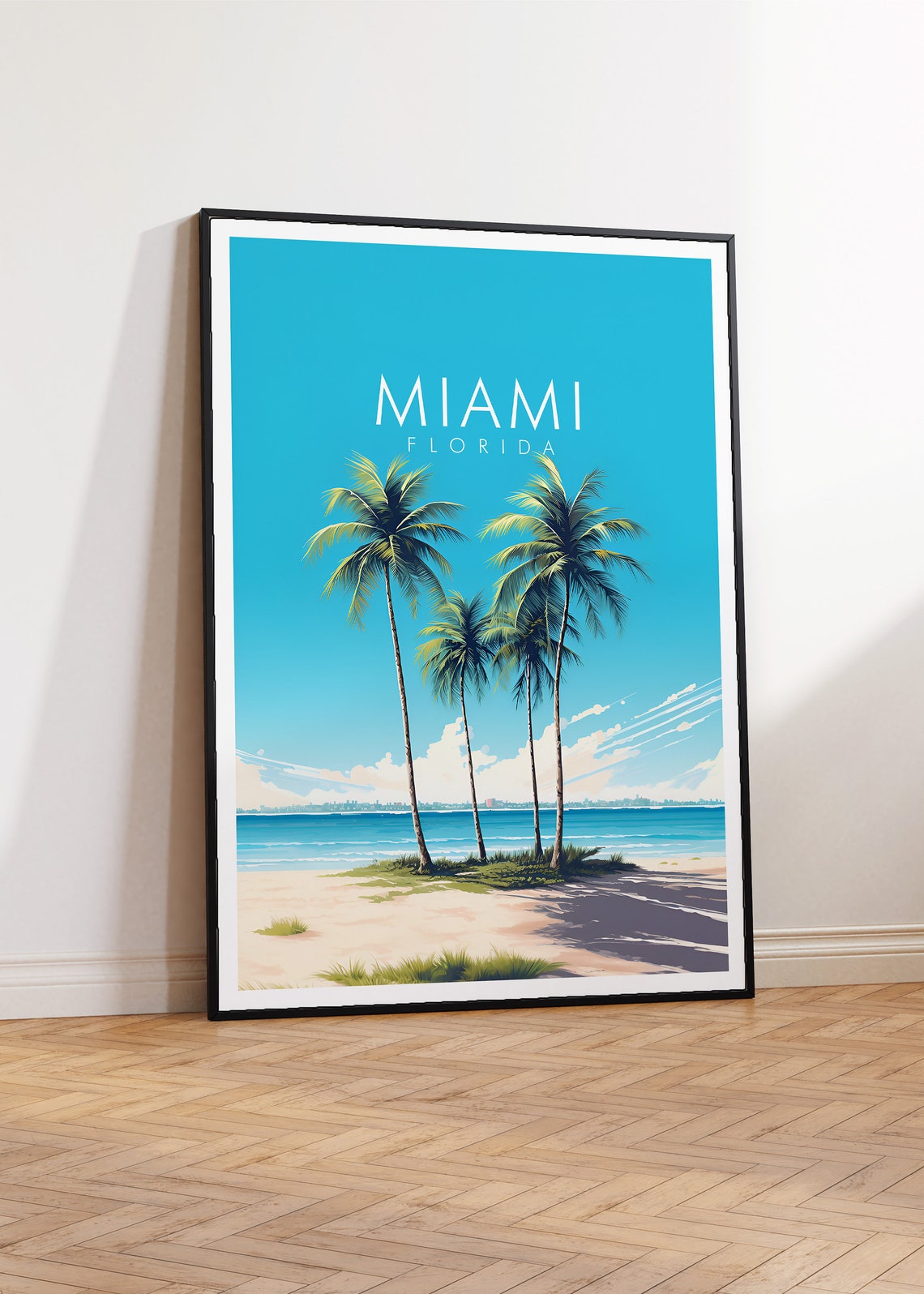 Miami Florida Palm Trees Beach Sunset Tropical Seaside Travel Poster - Image 2
