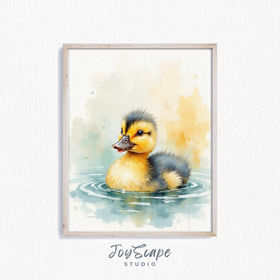 Swedish Duckling Watercolor Yellow Baby Duck Swimming Poster