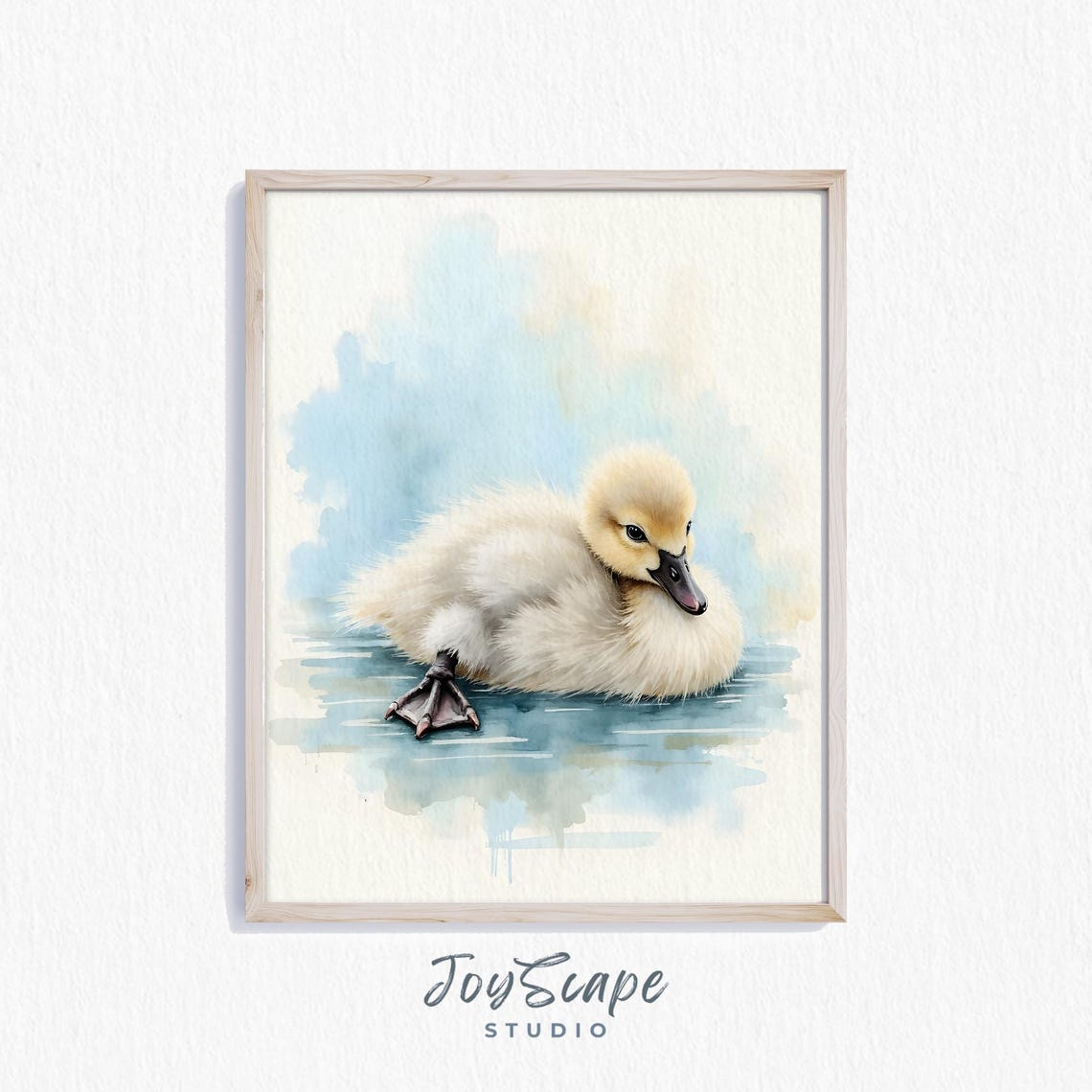 Baby Swan Cygnet Watercolor Cute Bird Soft Nursery Art Print