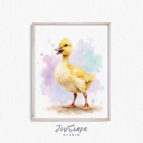 Runner Duck Pastel Duckling Wall Art Modern Nursery Decor Upright Baby Artwork