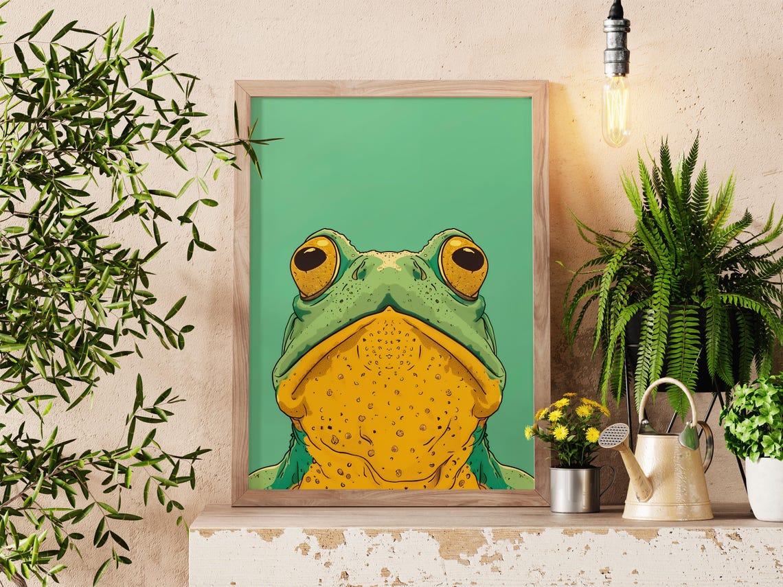 Quirky Frog Poster Wall Art Funny Pop Animal Print