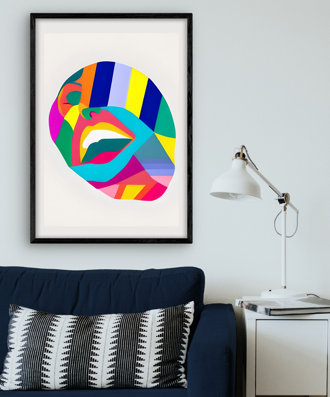 Colorful Abstract Face Geometric Modern Pop Art Portrait Print - Image 2